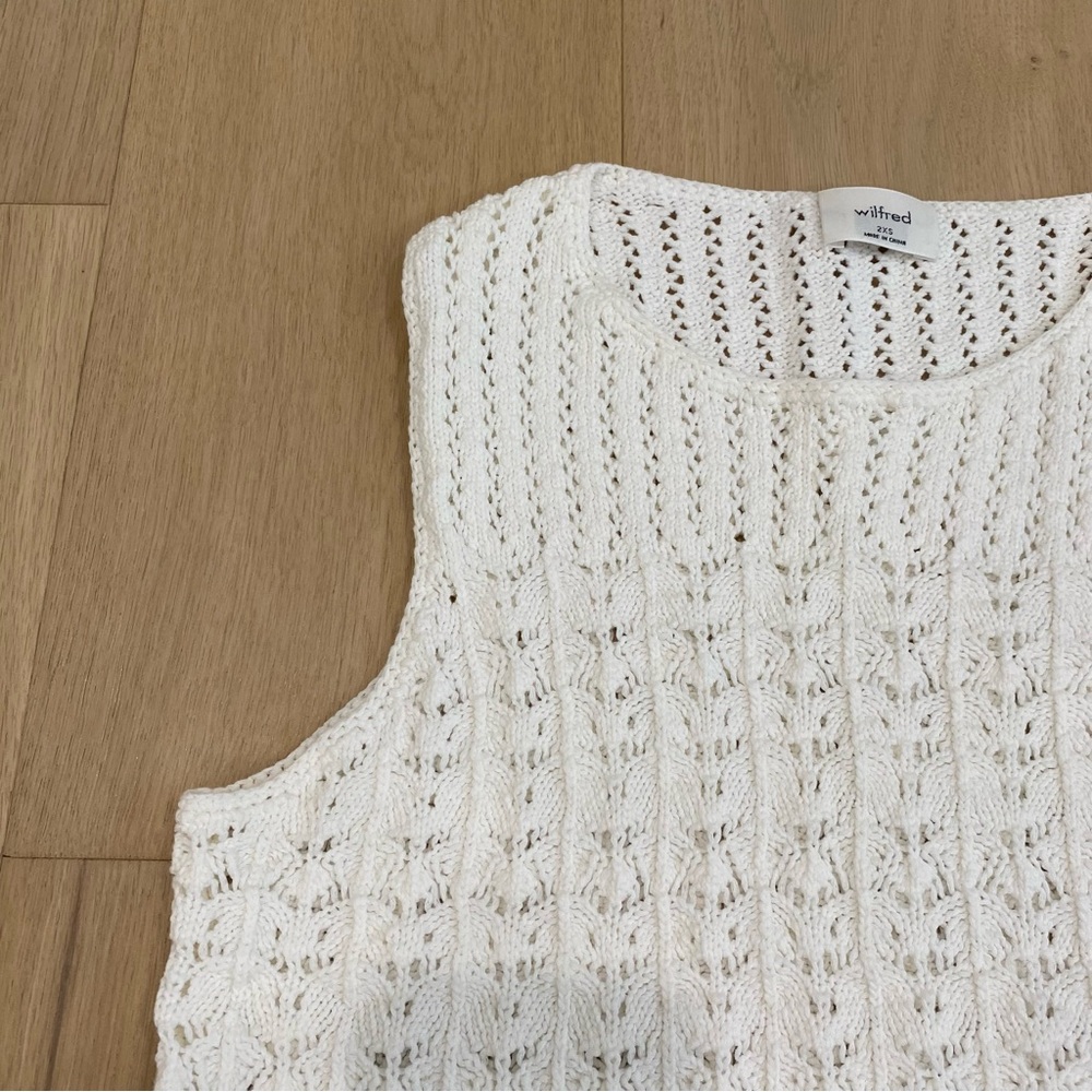 Aritzia | Wilfred “Phillipa” White Crochet Tank Top 🤍 - Picture 3 of 11